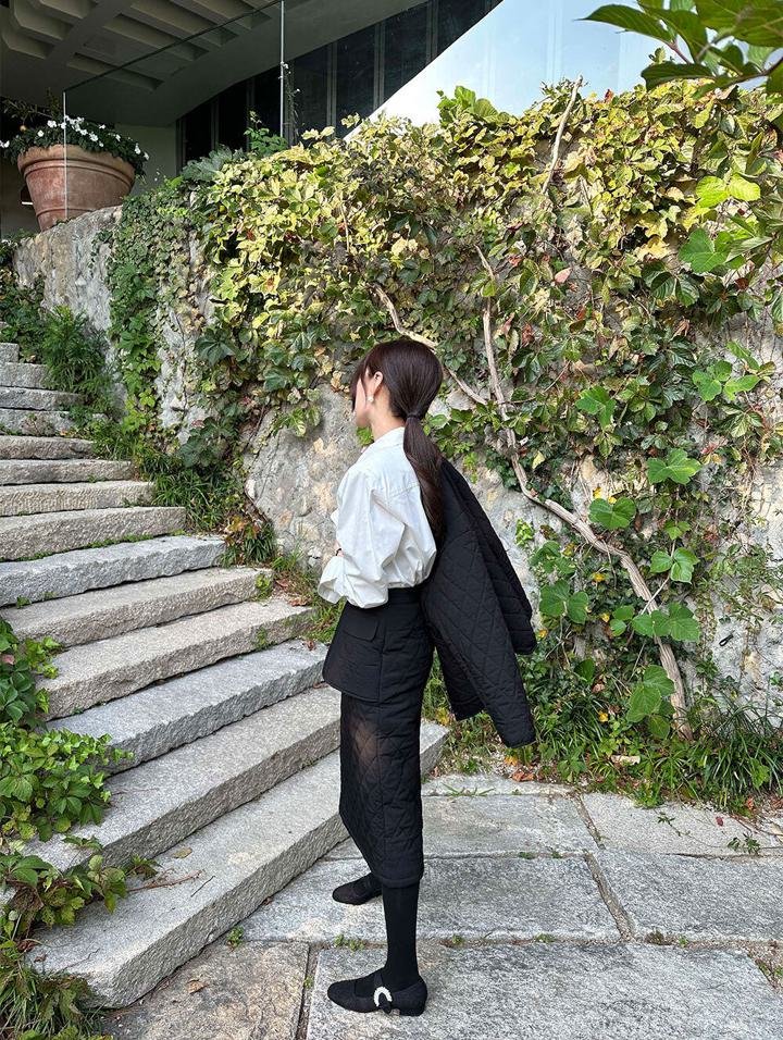 楽天市場】【セットアップ】キルティング ジャケット＋ハイウエスト