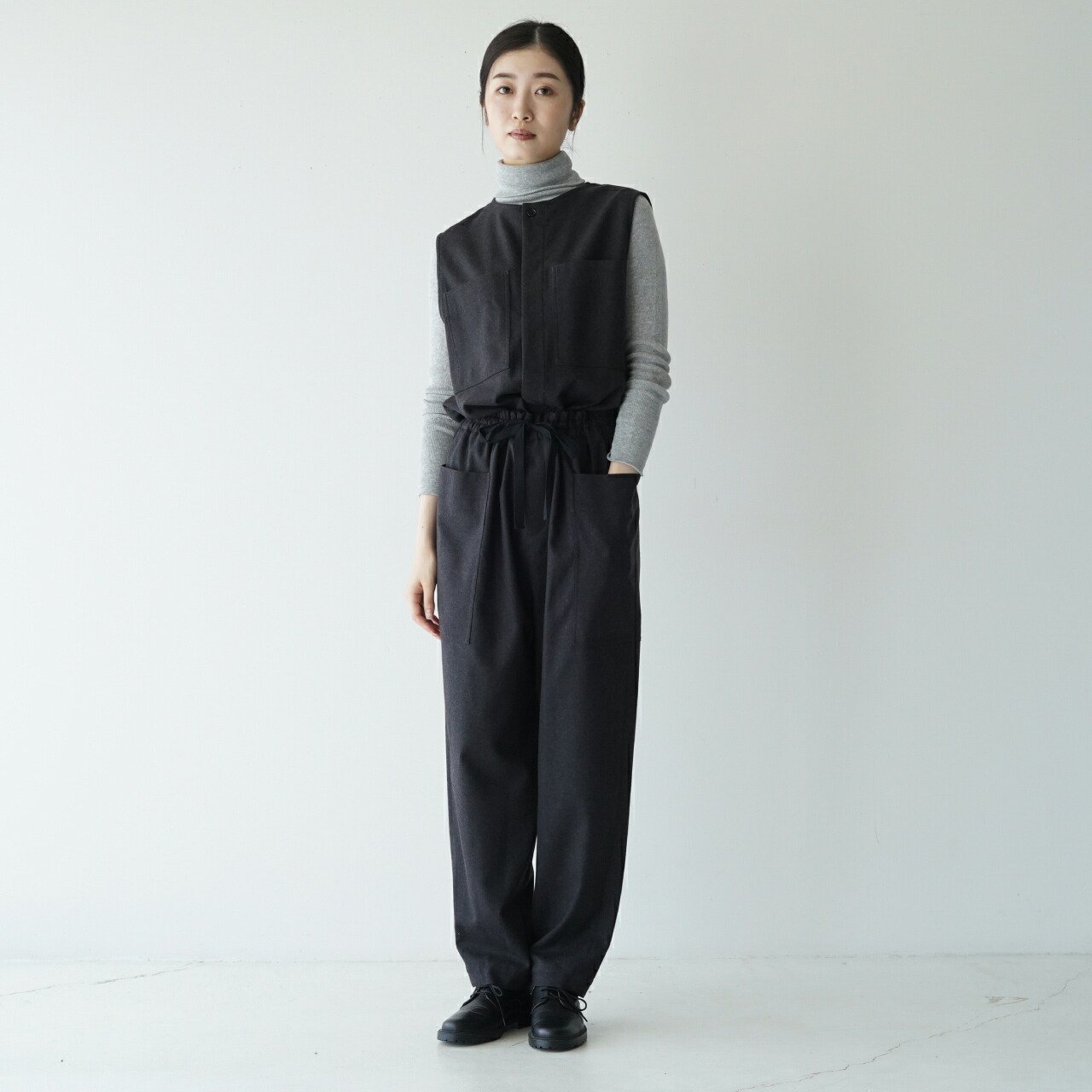 完売品 nicholson&nicholson ウールストライプオールインワン 完売品