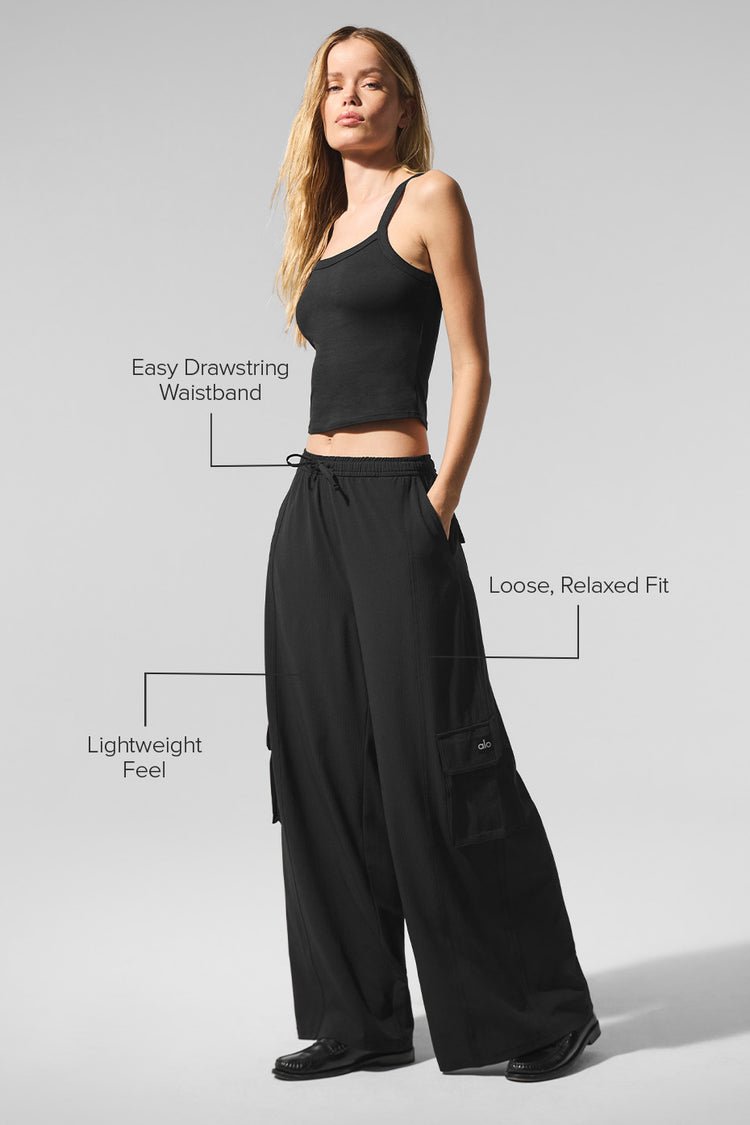Dreamscape Cargo Wide Leg Pant - Black | ALO