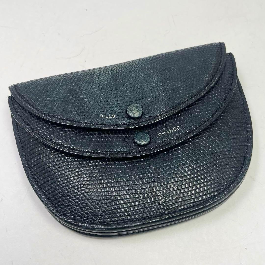 【超希少】キャプテンサンシャイン 半円財布　リザード型押し　レザー　美品 リザード 長財布 メンズ 本革 トカゲ 蜥蜴 かぶせ 札入 小銭入れ 薄い