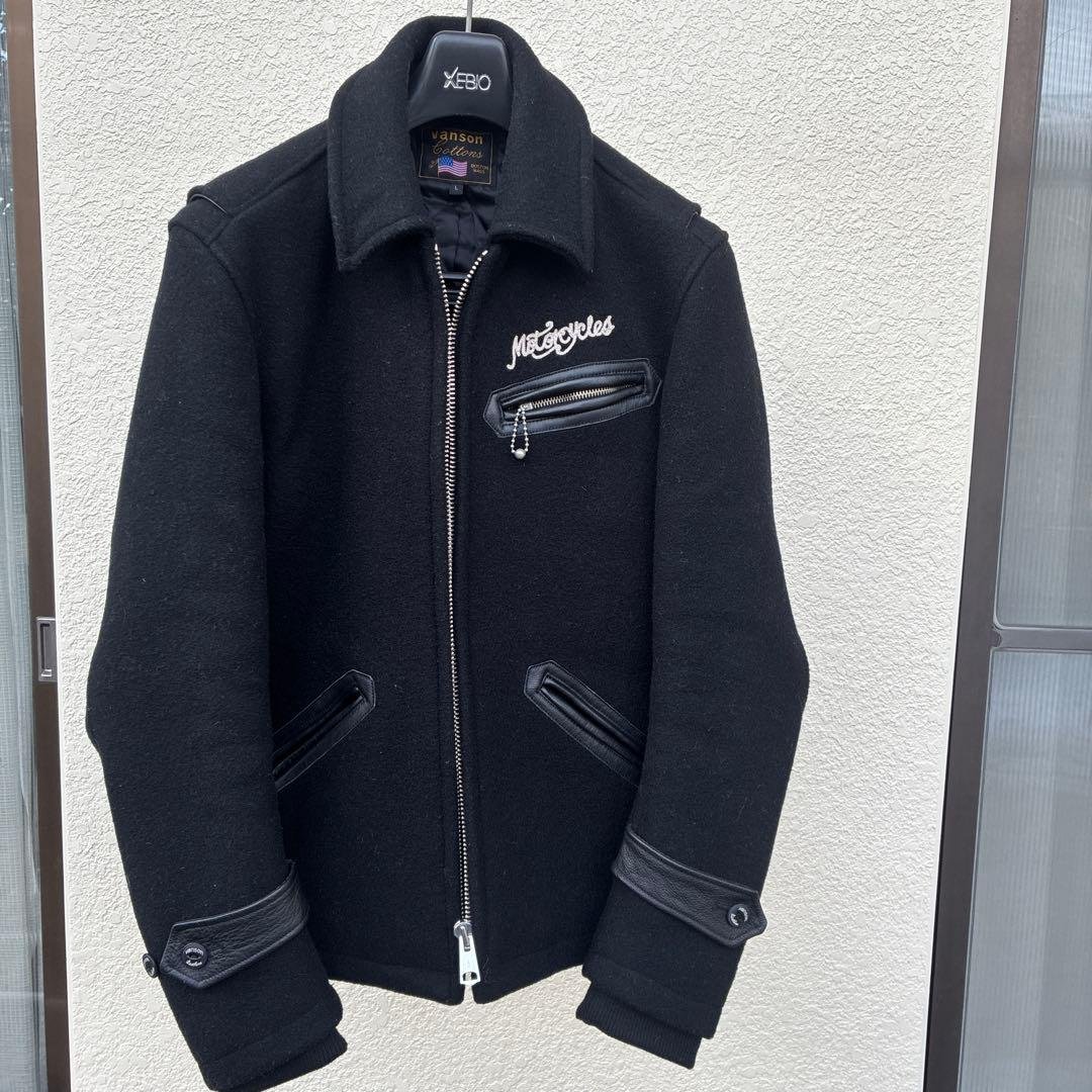 vanson ブラック ジャケット L VANSON（バンソン） 起毛 プレーティング ライダース ジャケット ONE