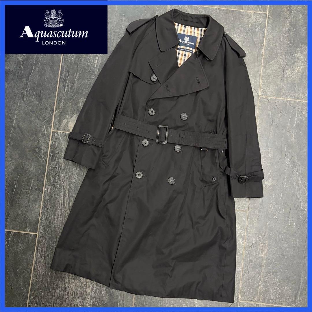 【美品】Aquascutum メンズ　トレンチコート　NewAqua5 ブラック 佐藤 三越日本橋本店